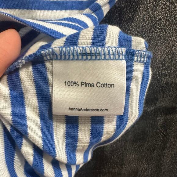 Hanna Andersson Blue/White Striped Pima Cotton T-Shirt, EUC, Sz 100cm (4-5) (4C) - Picture 5 of 6